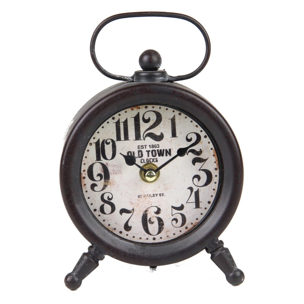 Clock Table Mtl 12x18cm Ant. Black