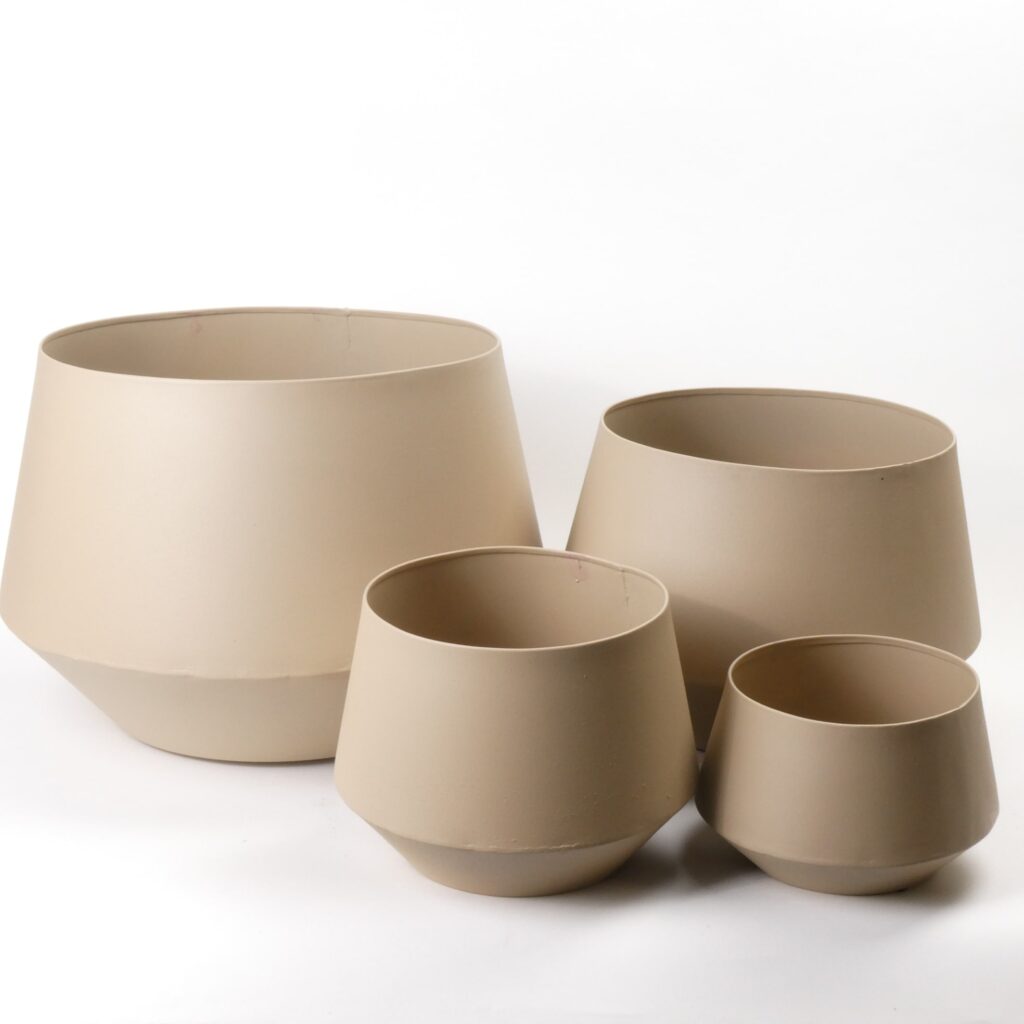 Vase Metal Taupe Texture Ø40x28cm Set/4