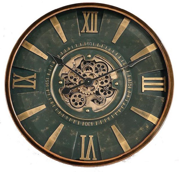 Clock Gear Ø80cm Brown-Green